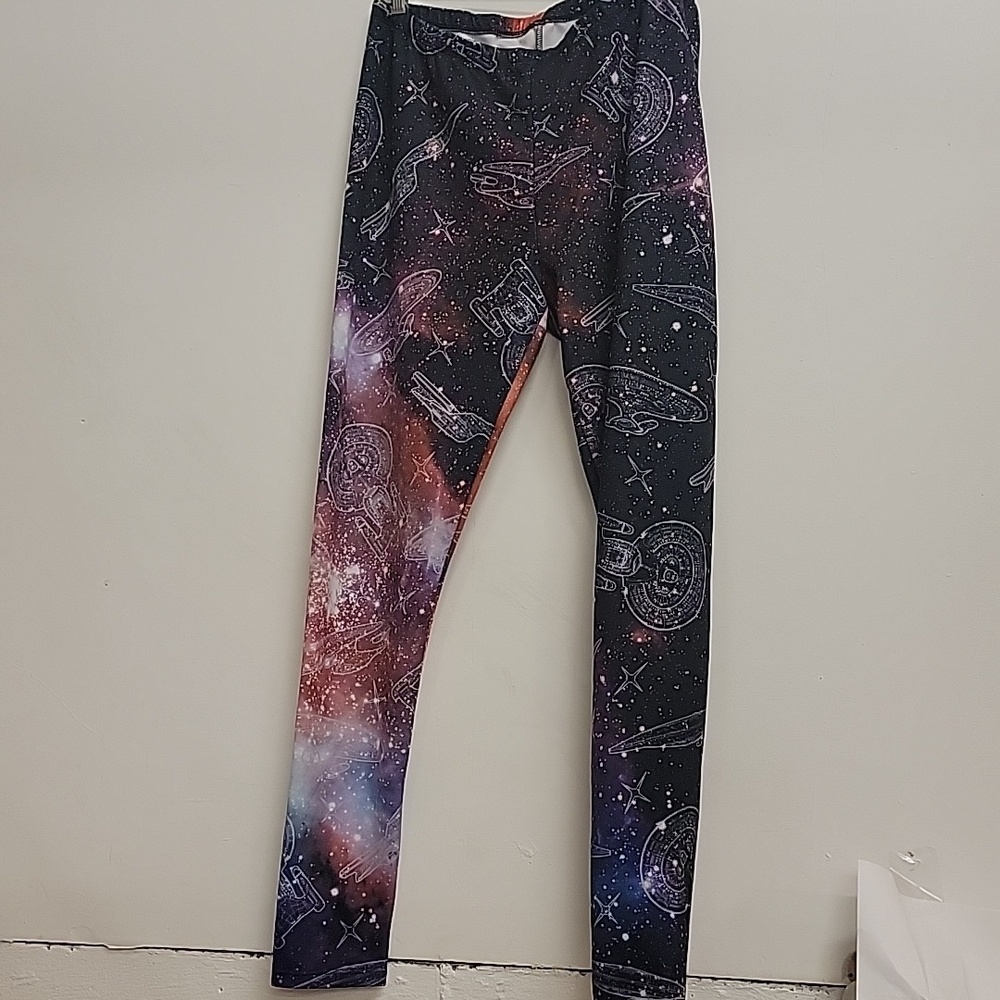 STAR TREK Legging with Galaxy and USS Enterprise Print Size 3XL Scuba Poly